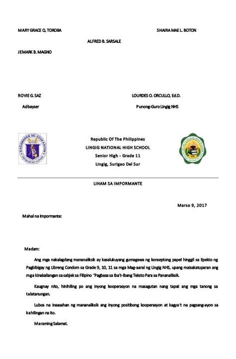 paano gumawa ng liham pahintulot|LIHAM.